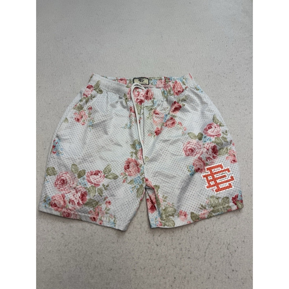 Eric Emanuel EE Men's Floral Mesh Shorts Pink/White L Drawstring